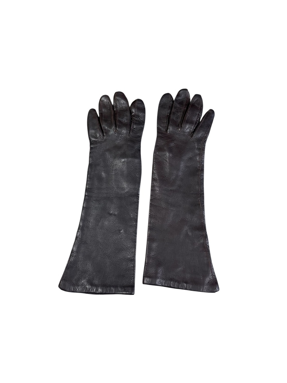 Brown Leather Opera Gloves Women’s Size 6.5 Long Dress Formal Gloves. Italy